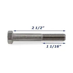 Stainless Steel Trailer Bolt Only 3/8 inch x 2 1/2 inch