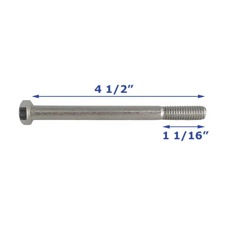 Stainless Steel Trailer Bolt Only 3/8 inch x 4 1/2 inch