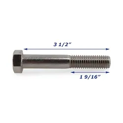 Stainless Steel Trailer Spring Bolt Only 9/16 inch x 3 1/2 inch