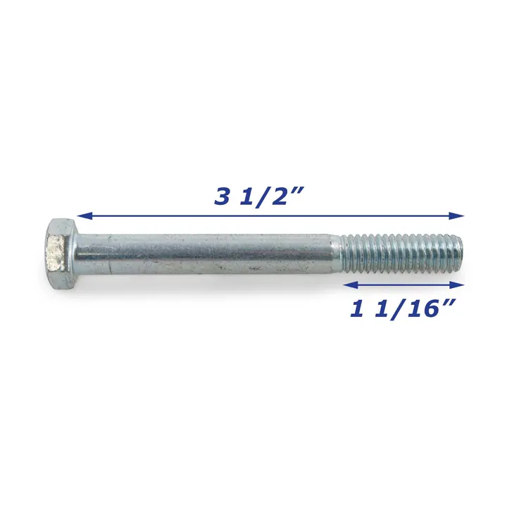 Zinc Plated Trailer Bolt Only 3/8 inch x 3 1/2 inch