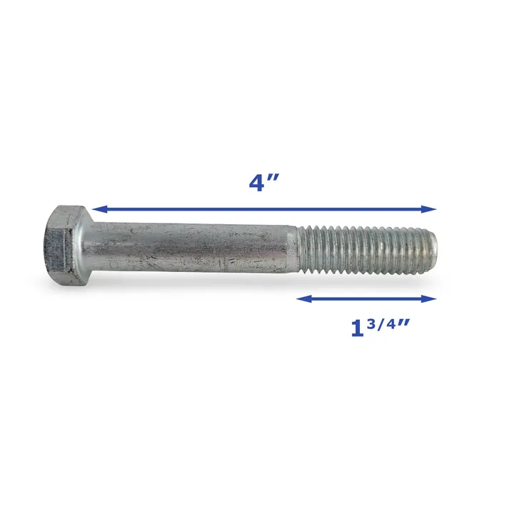 Zinc Plated Trailer Spring Bolt Only 9/16 inch x 4 inch