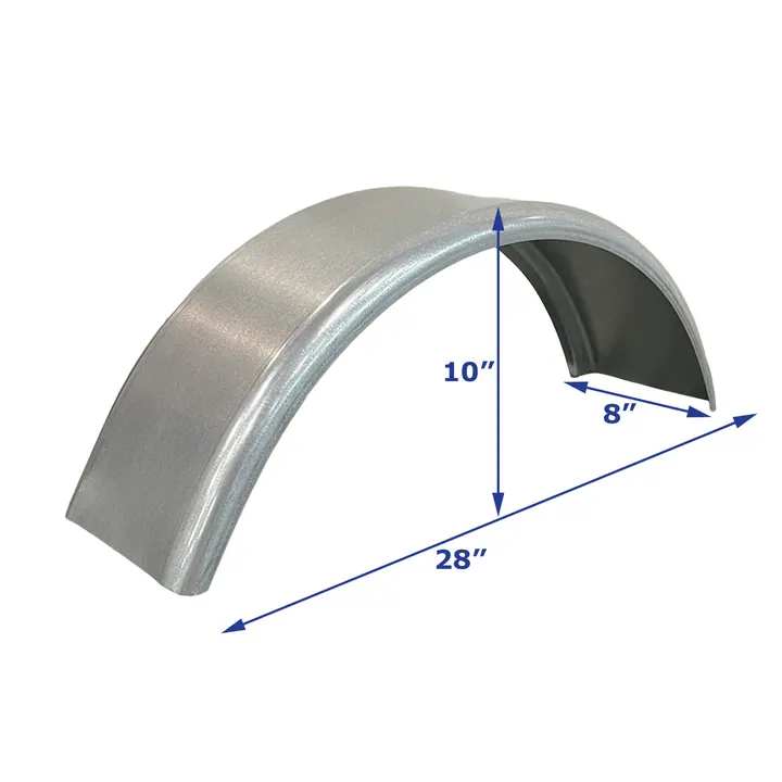 Galvanized Boat Trailer Fender Single Axle 8 in x 28 in x 10 in