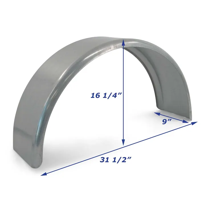 Galvanized Boat Trailer Fender Single Axle 9 in x 31 1/2 in x 16 1/4 in