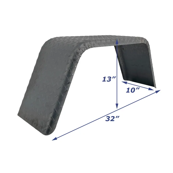 Steel Diamond Plate Utility Trailer Fender Single Axle 10 in x 32 in x 13 in