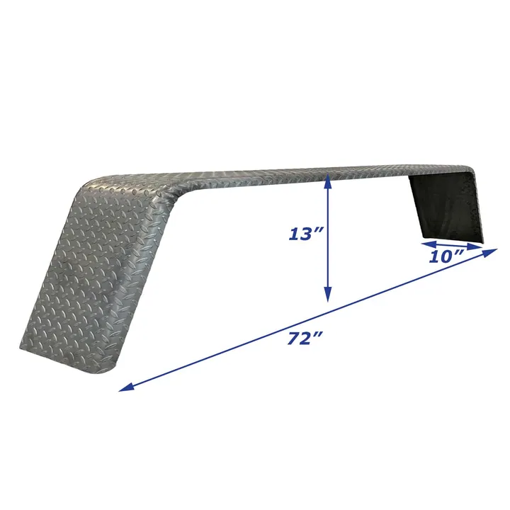 Steel Diamond Plate Utility Trailer Fender Tandem Axle 10 in x 72 in x 13in
