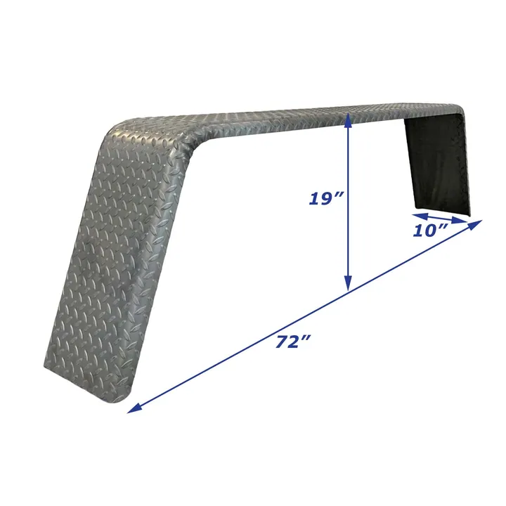 Tandem Axle Steel Diamond Plate Trailer Fender 10 in x 72 in x 19 in