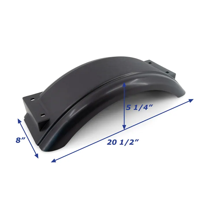 Black Plastic Trailer Fender for Boat Trailer Single 8 x 20 1/2 x 5 1/4in