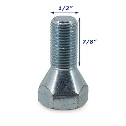 Zinc Plated Trailer Wheel Bolt 60 Degree 1/2 inch by 7/8 inch
