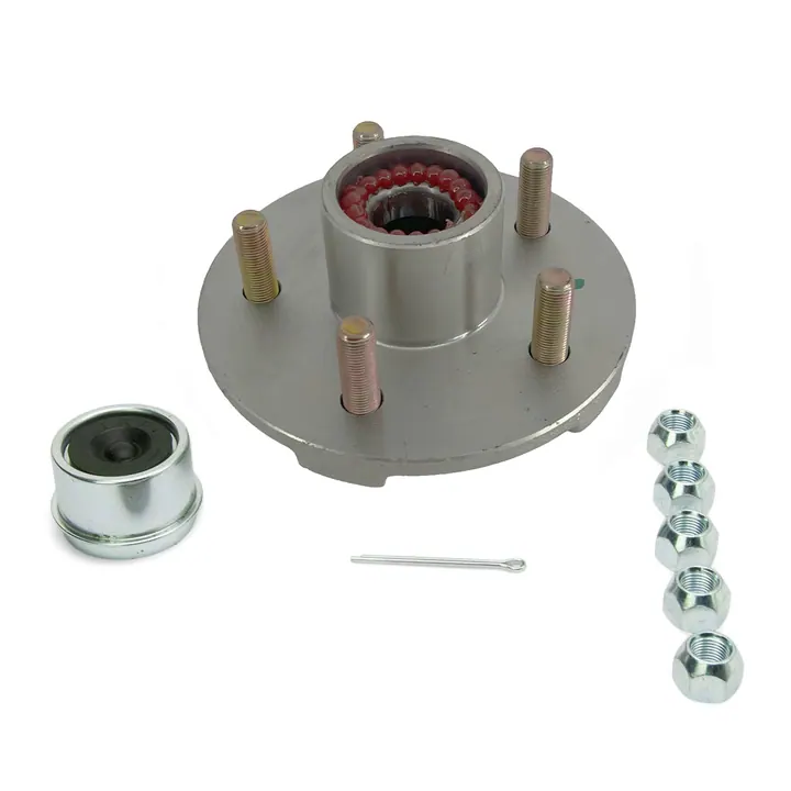 Boxed Pre Greased Trailer Hub Galvanized 5 Lug Complete Kit for 3500lb Trailer Axle
