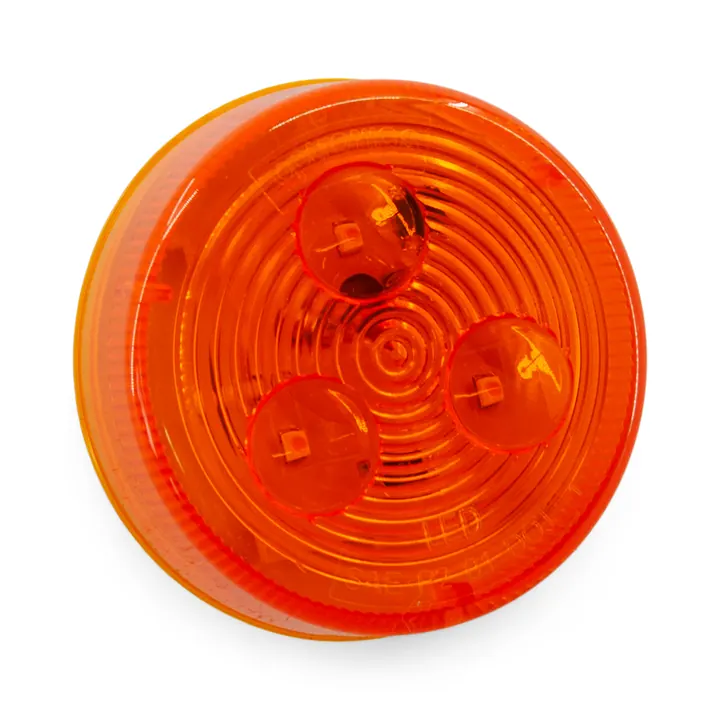 LED Side Marker Trailer Light Amber 2.5 inch Round 2 Prong Grommet Mount