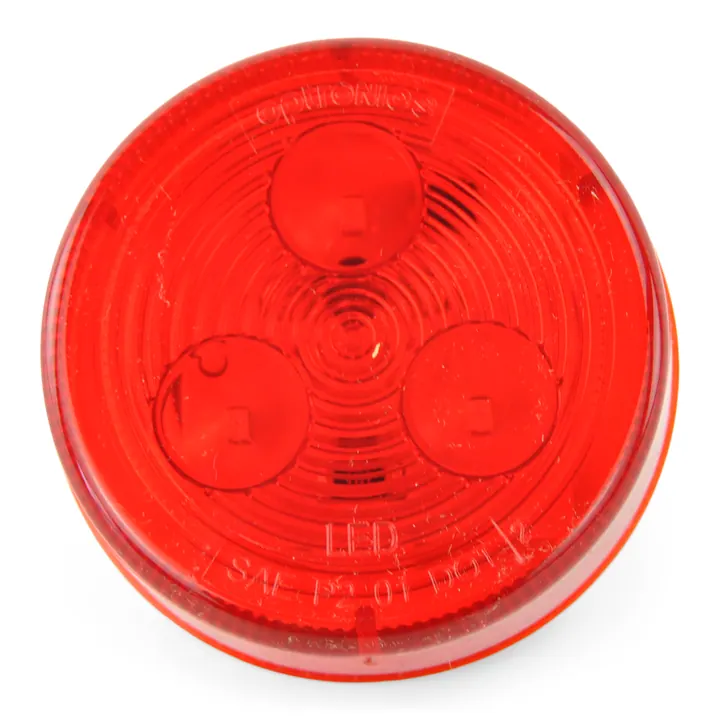 LED Side Marker Trailer Light Red 2.5 inch Round 2 Prong Grommet Mount