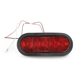 Red LED Oval Trailer Tail Light 6 inch with Grommet and Plug