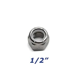 Stainless Steel Nylock Nut 1/2 inch for Trailer Bolts and U-Bolts