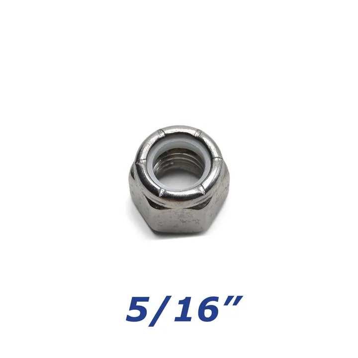 Stainless Steel Nylock Nut 5/16-18 inch for Trailer Bolts and U-Bolts
