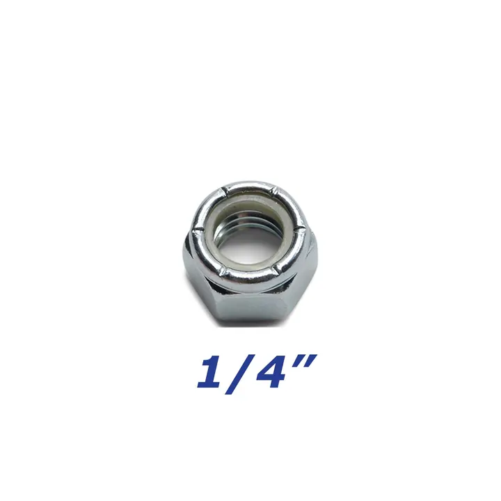 Zinc Plated Nylock Nut 1/4 inch for Trailer Bolts and U-Bolts