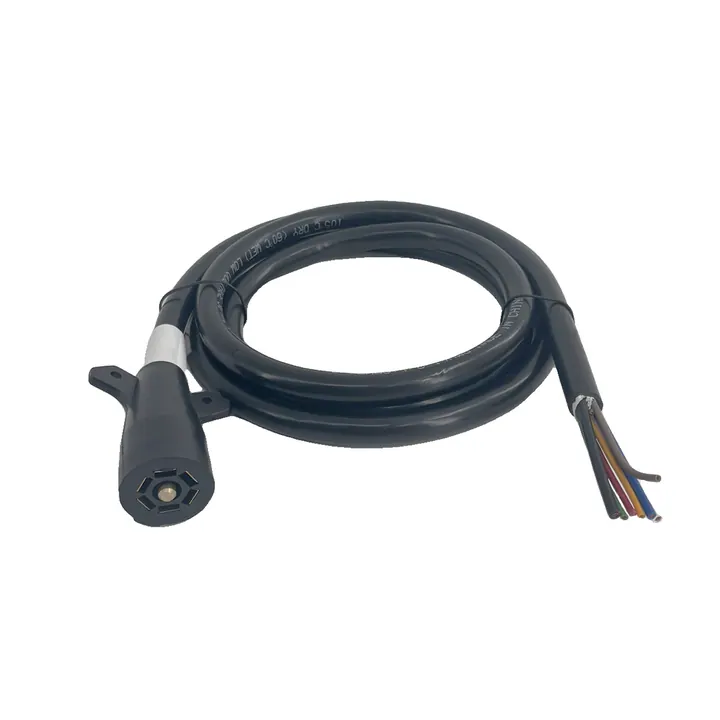 Pre Wired Pigtail 7 RV Harness Connector 8ft Length with Male Trailer End