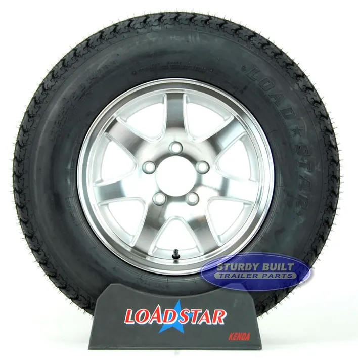 Trailer Tire ST205/75D14 Bias Ply on Aluminum 7 Spoke Wheel 5 Lug