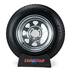ST205/75D14 Bias Ply Tire mounted on a Galvanized 5 bolt Trailer Wheel