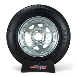 ST205/75D15 Bias Ply Trailer Tire mounted on a Galvanized 5 Bolt Wheel