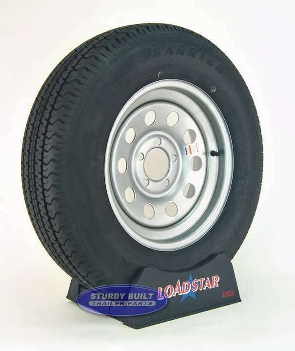 ST205/75R15 Radial Trailer Tire on a Silver Mod 5 bolt Wheel