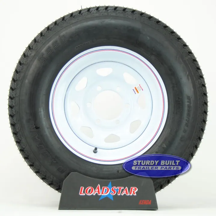 ST225/75D15 H78-15 Mounted on a 6 Bolt White Spoke Trailer Wheel
