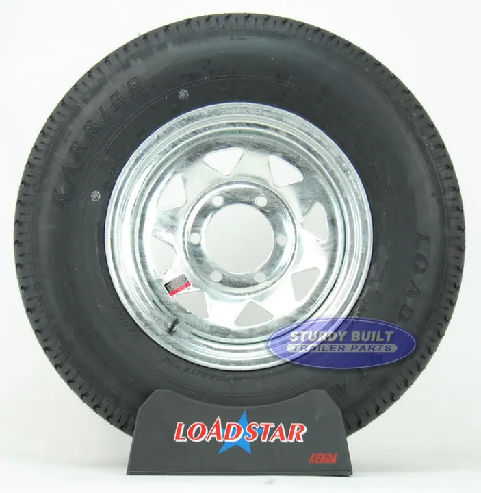 ST225/75R15 Radial Boat Trailer Tire mounted on a Galvanized 6 bolt Wheel