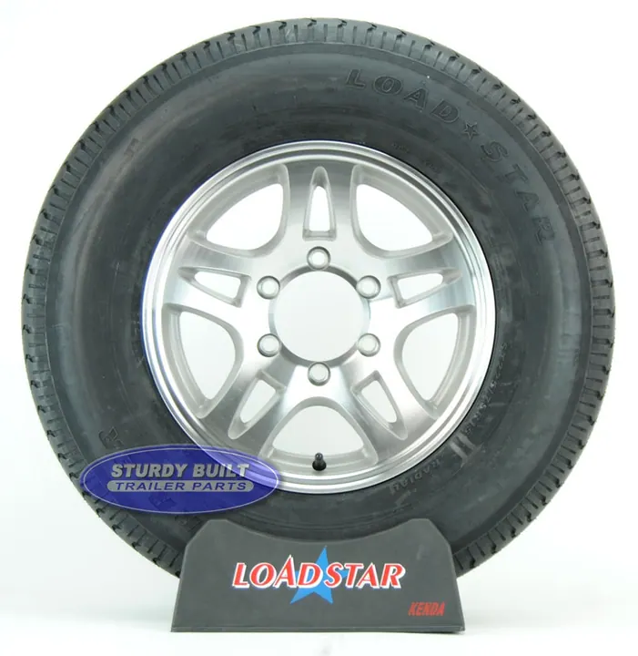 ST225/75R15 Radial Boat Trailer Tire on a Aluminum Split Spoke 6 bolt Wheel