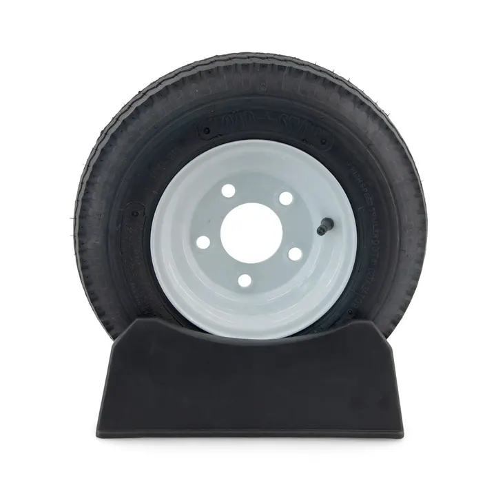 ST 4.80 x 8 Trailer Tire on a 5 Bolt White Trailer Wheel 5 on 4 1/2
