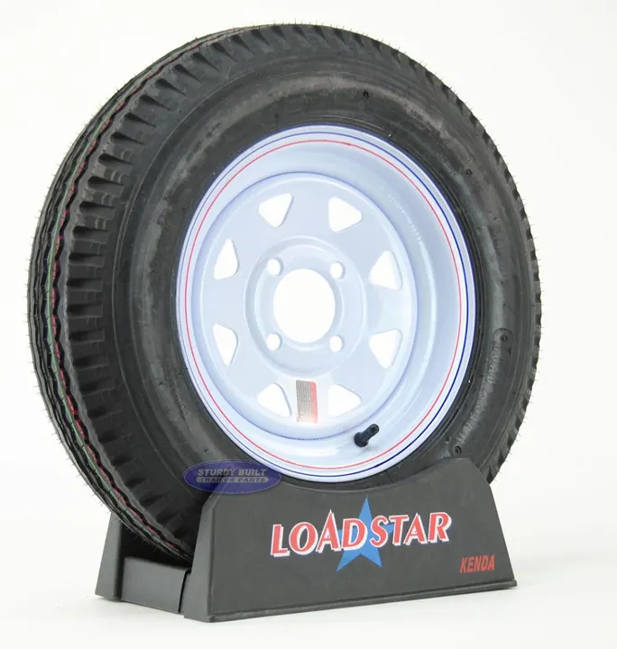 ST 5.30x12 Trailer Tire 5.30-12 on 4 Bolt White Wheel 1045lb Capacity