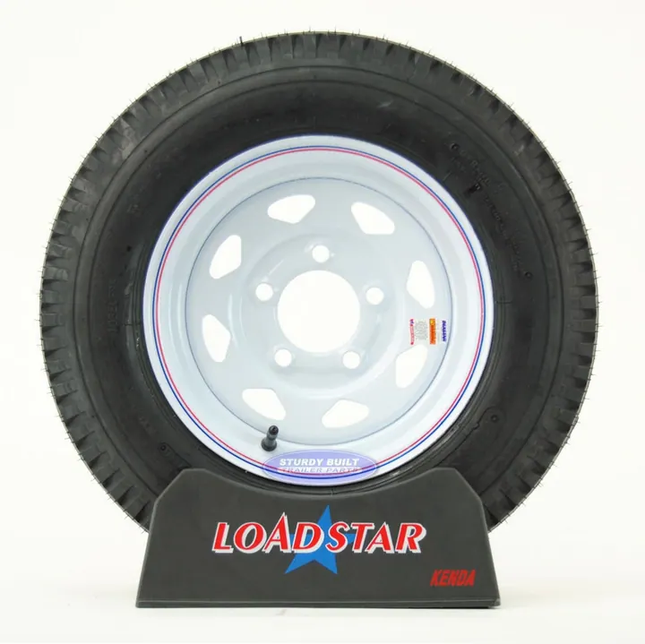 ST 5.30-12 Trailer Tire on 5 Bolt White Spoke Wheel LRC 1,045lb