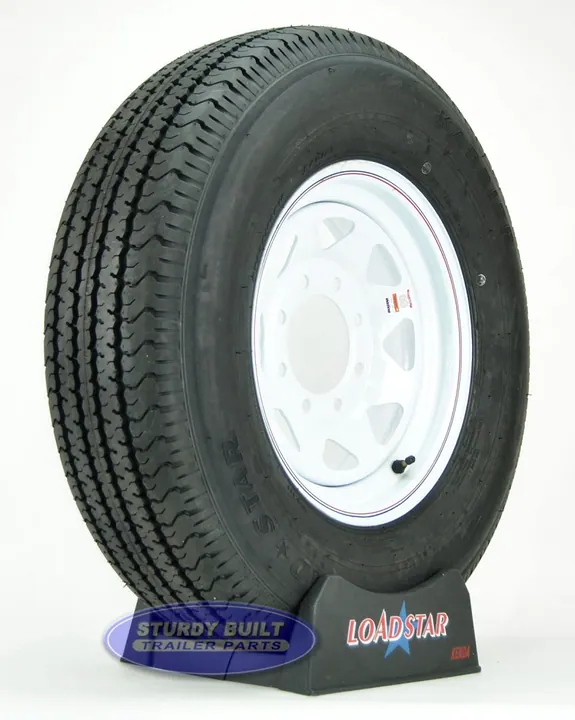 Trailer Tire ST235/80R16 on White Steel Spoked Wheel 8 Lug by Loadstar