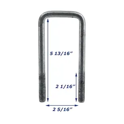 Galvanized Trailer U-Bolt Only 1/2 inch x 2 5/16 inch x 5 13/16 inch