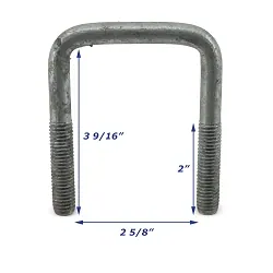 Galvanized Trailer U-Bolt Only 1/2 inch x 2 5/8 inch x 3 9/16 inch