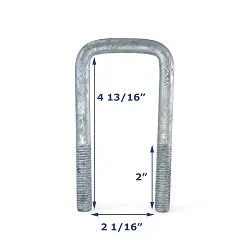 Galvanized Trailer U-Bolt Only 1/2 inch x 2 inch x 4 13/16 inch