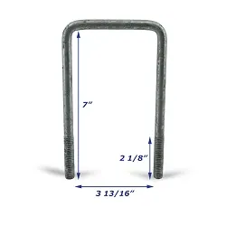 Galvanized Trailer U-Bolt Only 1/2 inch x 3 13/16 inch x 7 inch