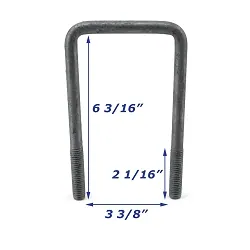 Galvanized Trailer U-Bolt Only 1/2 inch x 3 3/8 inch x 6 3/16 inch