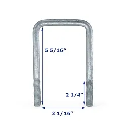 Galvanized Trailer U-Bolt Only 1/2 inch x 3 inch x 5 5/16 inch