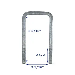 Galvanized Trailer U-Bolt Only 1/2 inch x 3 inch x 6 5/16 inch