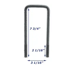 Galvanized Trailer U-Bolt Only 1/2 inch x 3 inch x 7 3/4 inch