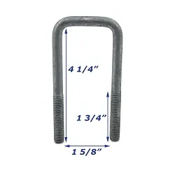 Galvanized Trailer U-Bolt Only 3/8 inch x 1 5/8 inch x 4 1/4 inch