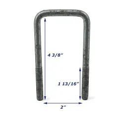Galvanized Trailer U-Bolt Only 3/8 inch x 2 inch x 4 3/8 inch