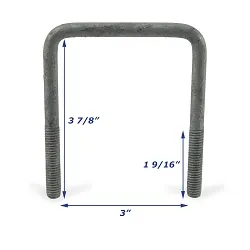 Galvanized Trailer U-Bolt Only 3/8 inch x 3 inch x 3 7/8 inch