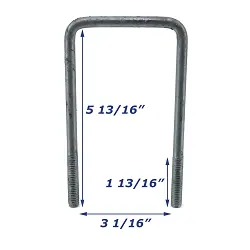 Galvanized Trailer U-Bolt Only 3/8 inch x 3 inch x 5 13/16 inch