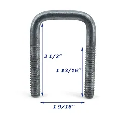Galvanized Trailer U-Bolt Only 3/8 inch x 1 9/16 inch x 2 1/2 inch