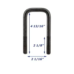 Stainless Steel Trailer U-Bolt Only 1/2 inch x 2 inch x 4 13/16 inch