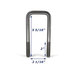 Stainless Steel Trailer U-Bolt Only 1/2 inch x 2 1/16 inch x 5 5/16 inch