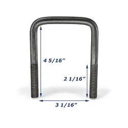 Stainless Steel Trailer U-Bolt Only 1/2 inch x 3 1/16 inch x 4 5/16 inch