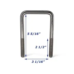Stainless Steel Trailer U-Bolt Only 1/2 inch x 3 1/16 inch x 5 5/16 inch