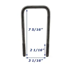 Stainless Steel Trailer U-Bolt Only 1/2 inch x 3 inch x 7 5/16 inch