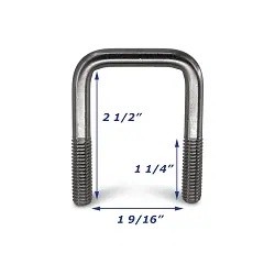 Stainless Steel Trailer U-Bolt Only 3/8 inch x 1 9/16 inch x 2 1/2 inch